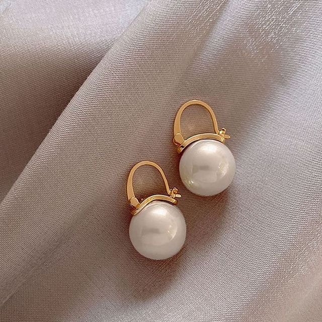 2025 New Korean Style Contracted Heart Pearl Earrings Zircon Geometric Stud Earring
