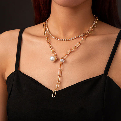 Goth Baroque Pearl Coin Portrait Pendant Necklace for Women Vintage Aesthetic Jewelry