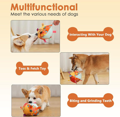 Plush Tug-and-Squeak Dog Ball